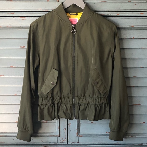 Kate Spade Bomber Peplum Fall Jacket gather frill - Picture 3 of 16